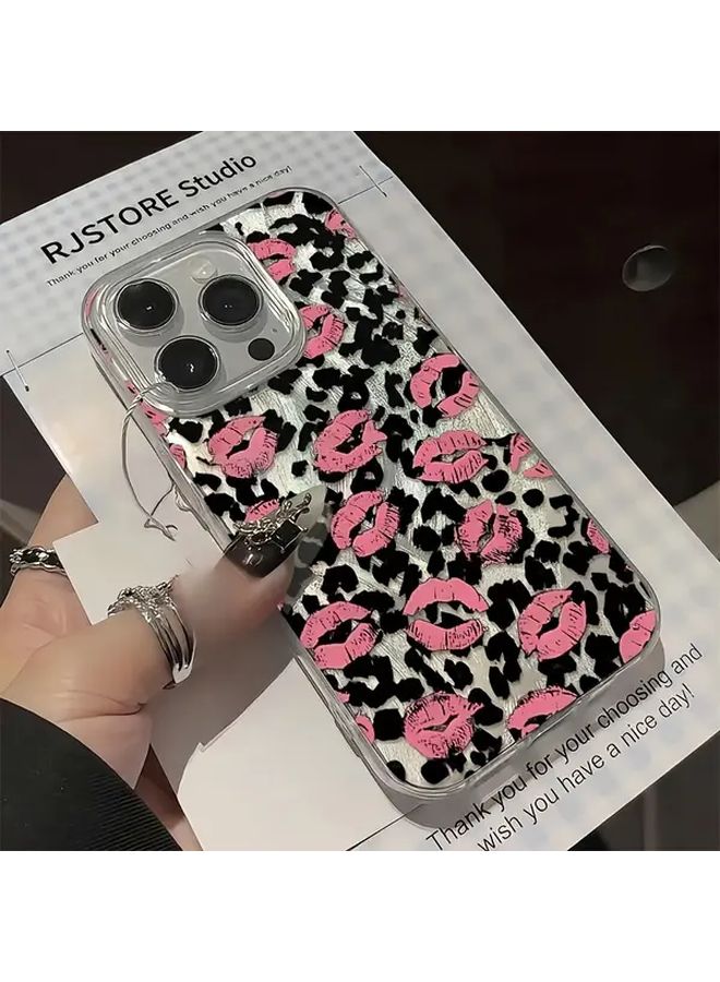 Transparent Leopard Print Feather Mesh Anti Fall Phone Case For iPhone 14 Plus - Image 5